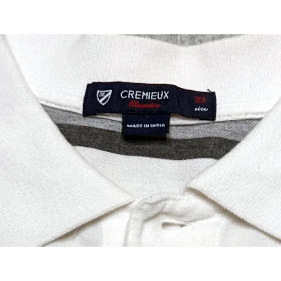 Cremieux Classics Polo Shirt Men's Size XL White with Black and Grey Stripes EUC - Picture 3 of 9